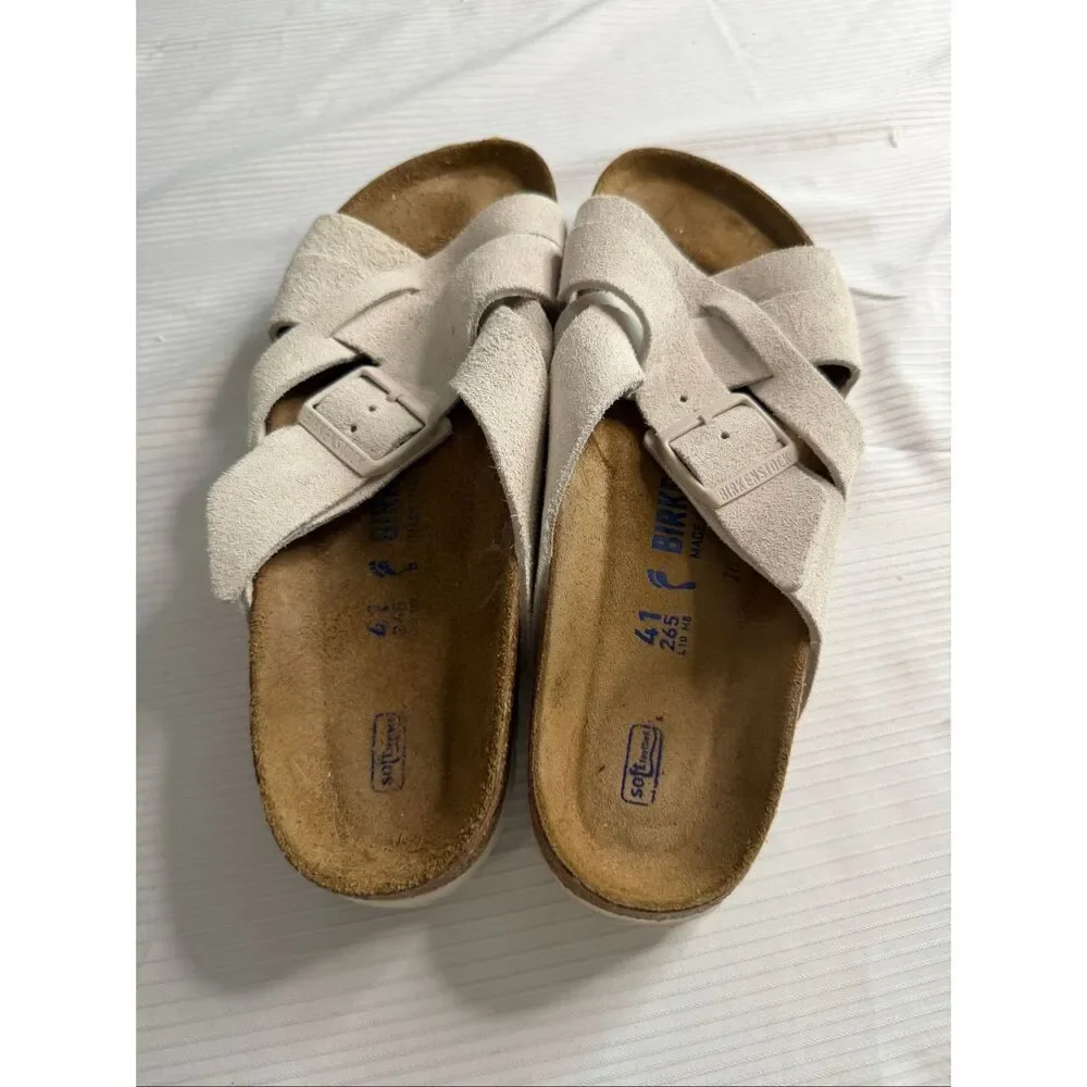 Birkenstock Lugano Grey Suede Sandals Size 41 Ladies 10 Men’s 8